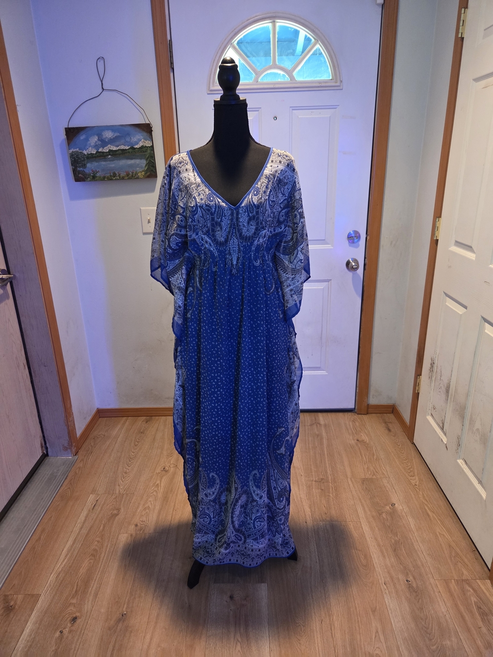 Bohemian Blue V-Neck Maxi Dress